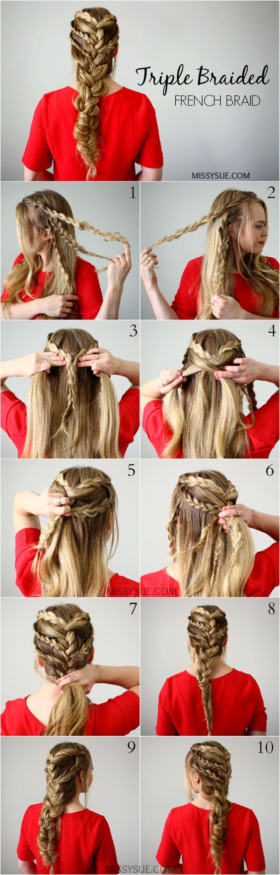 Triple braided hair