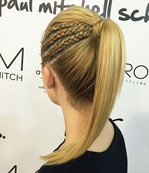 Triple braided ponytail