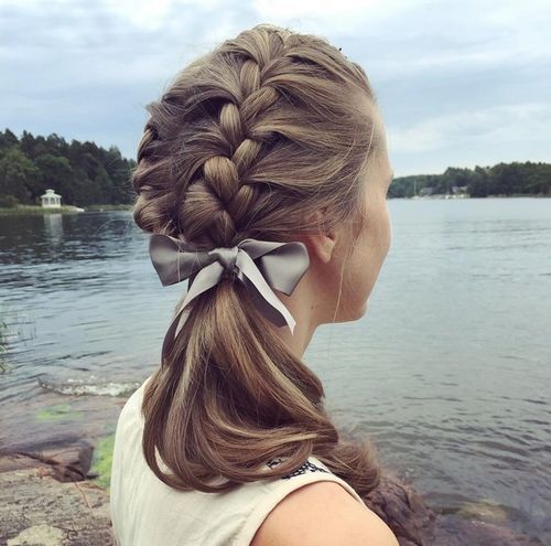 Braided ponytail with a bow