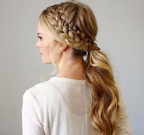 Double-sided braid for ponytails
