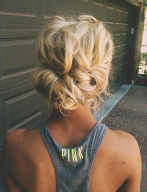 Rear view of Messy Updo for Women