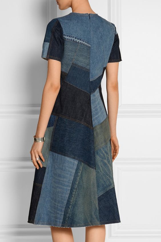 Patchwork denim dress