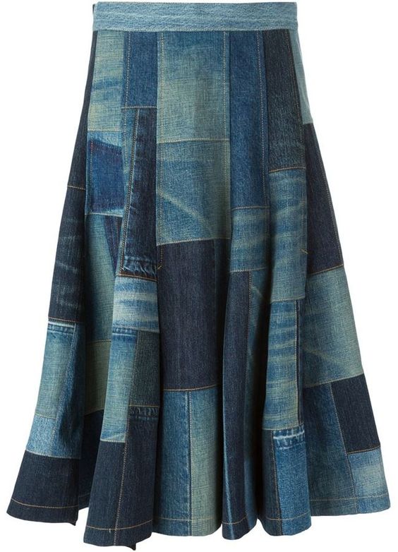 Patchwork denim skirt