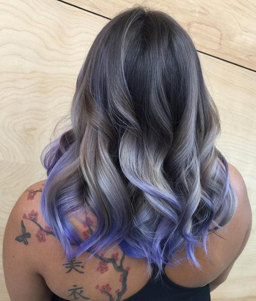 Purple and gray ombre haircut