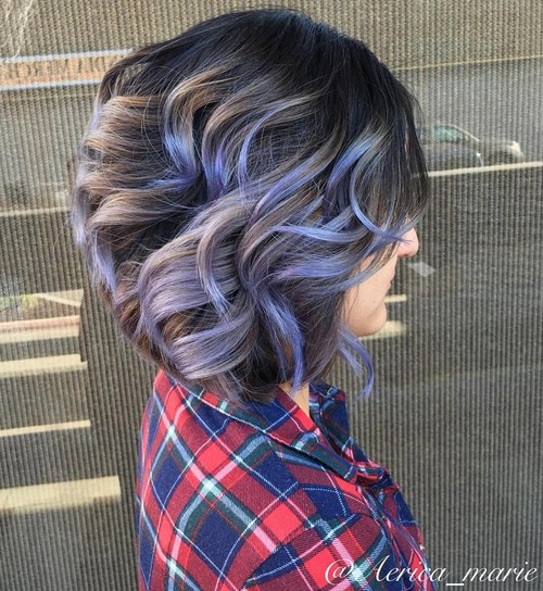 Purple and gray highlighted hair