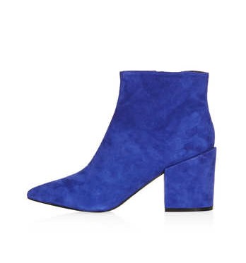 TOPSHOP ABA pointed ankle boots, royal blue