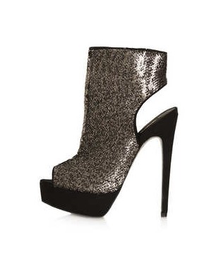 TOPSHOP ABSINTH stiletto cut out boots, gold sequins