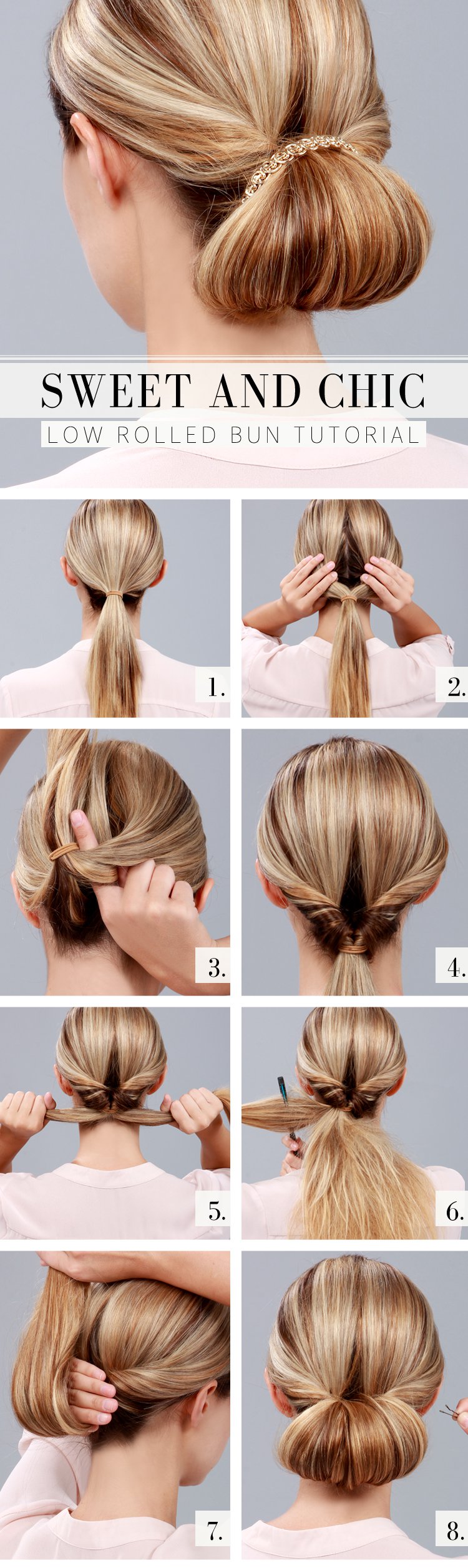 Simple rolled bun hairstyle