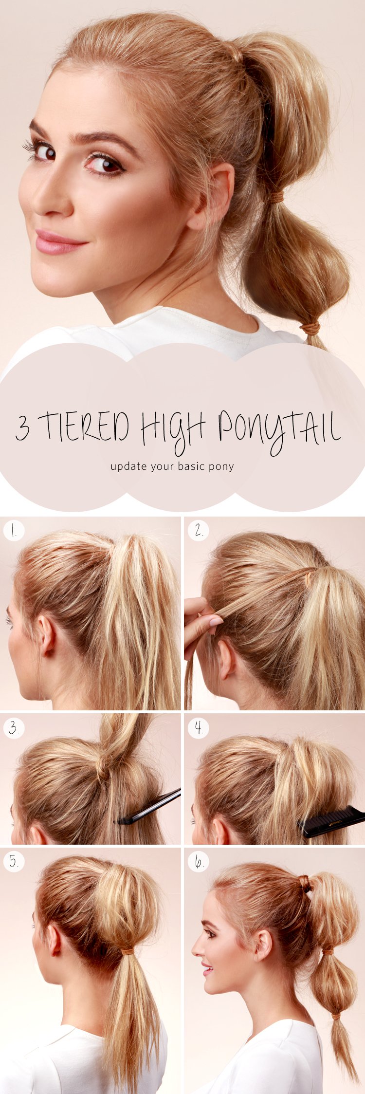 3-tier high ponytail