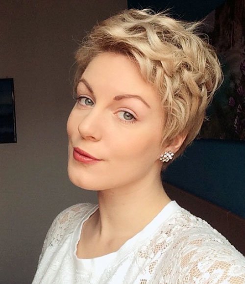 Blonde curly pixie hairstyle
