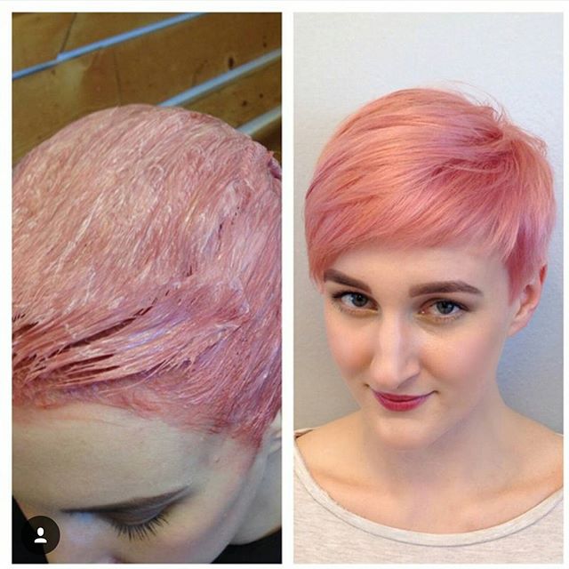 Cute pink pixie haircut