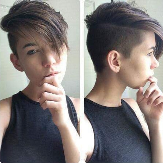 Shaved pixie haircut