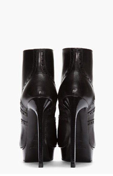 Saint Laurent black leather brogued Oxford Janis boots rear view