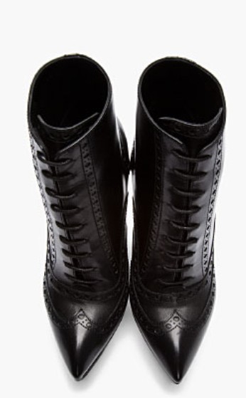 Saint Laurent Black Leather Oxford Oxfordis Boots Front View