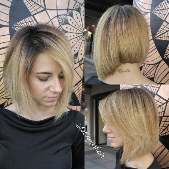 Chaotic bob hairstyle with side bangs