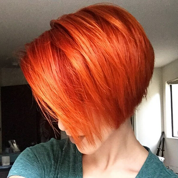 A-line bob haircut for red hair