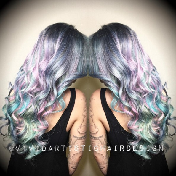 Rainbow colored hairstyle