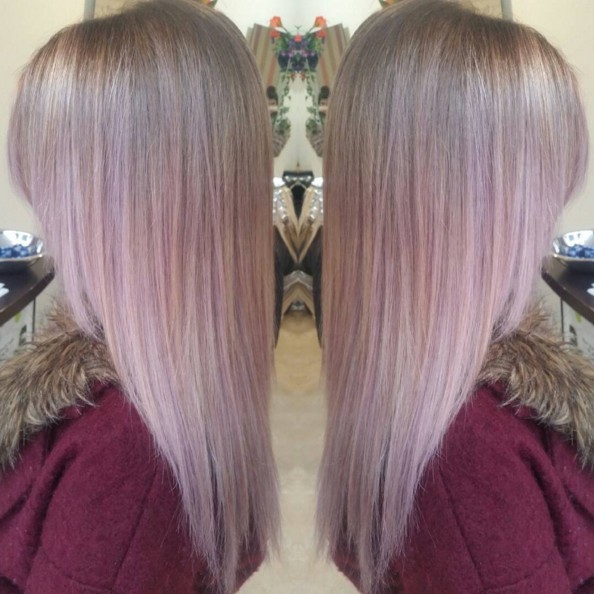 Pink straight ombre hairstyle