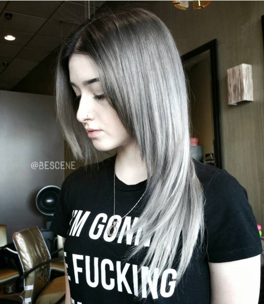 Long silver hair