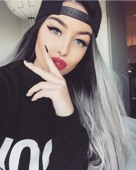 Cool ash gray hairstyle for long hair