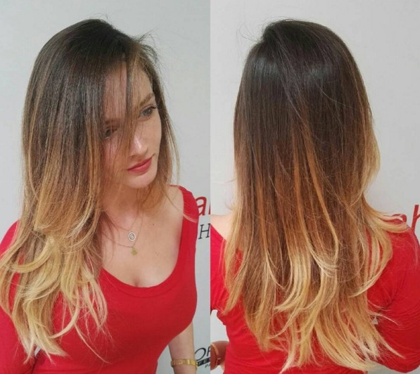 Brown to blonde ombre hairstyle