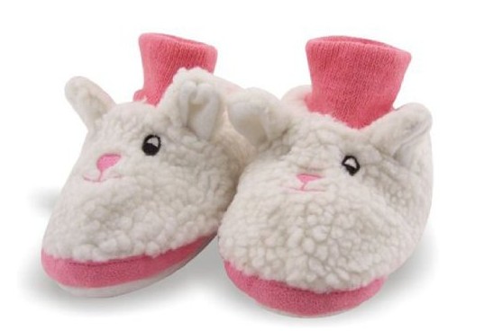 Bunny Rabbit Toddler Socks Top Bootie White and Pink Faux Fur Slippers