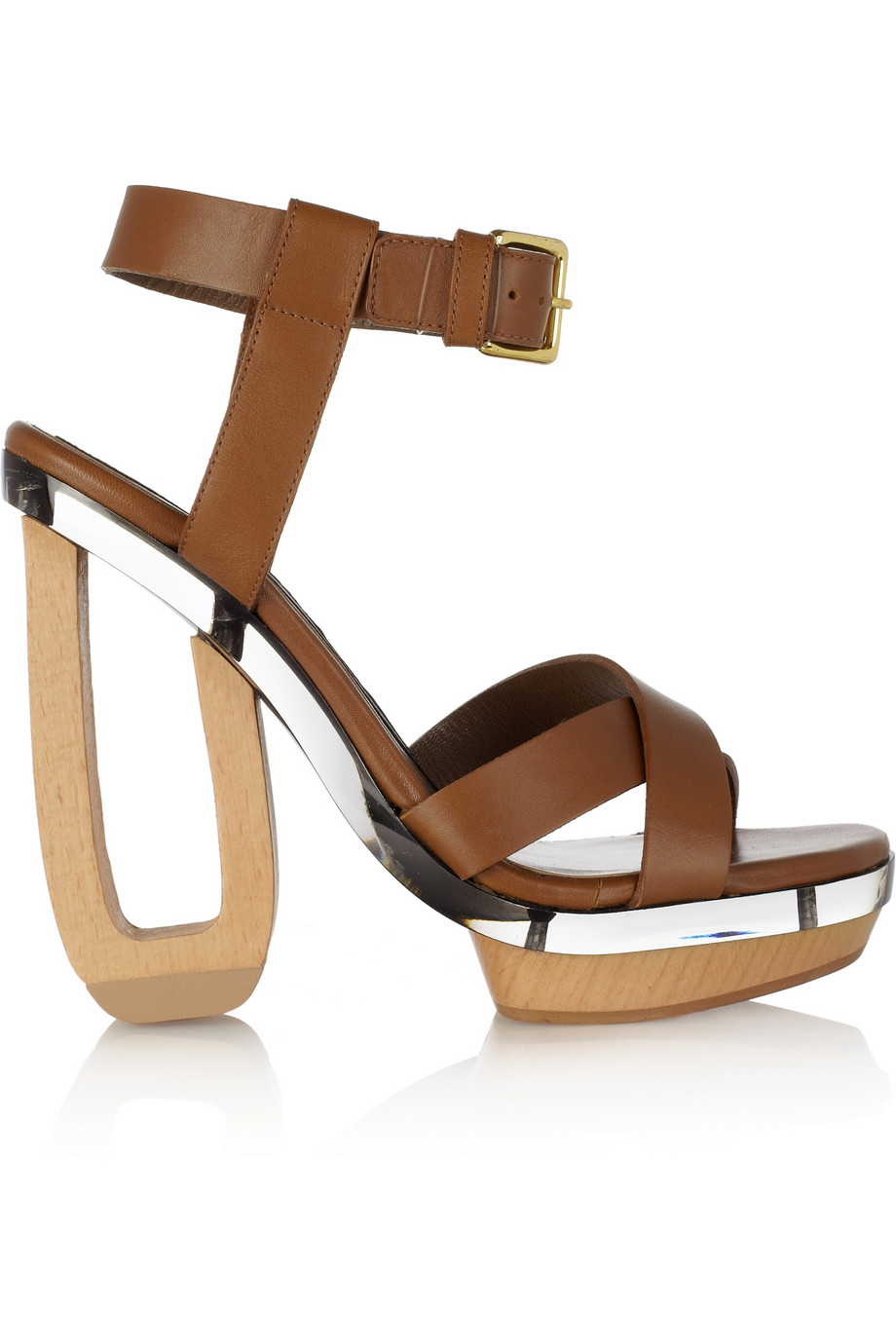 MARNI sandals made of leather, wood and plexiglass