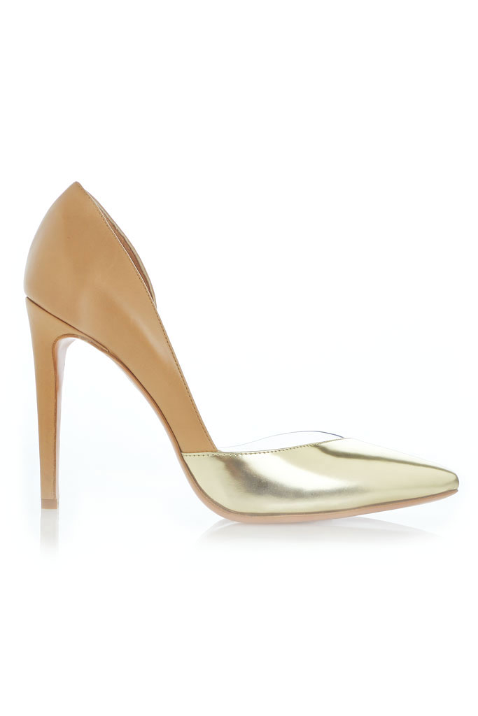 Aquazzura Spring 2014 pumps camel and metallic