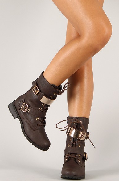 Wild Diva Lounge Timberly-95 mid calf military lace-up boots