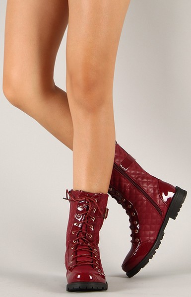 Bumper Finny-06A Quilted lace-up mid-calf boot