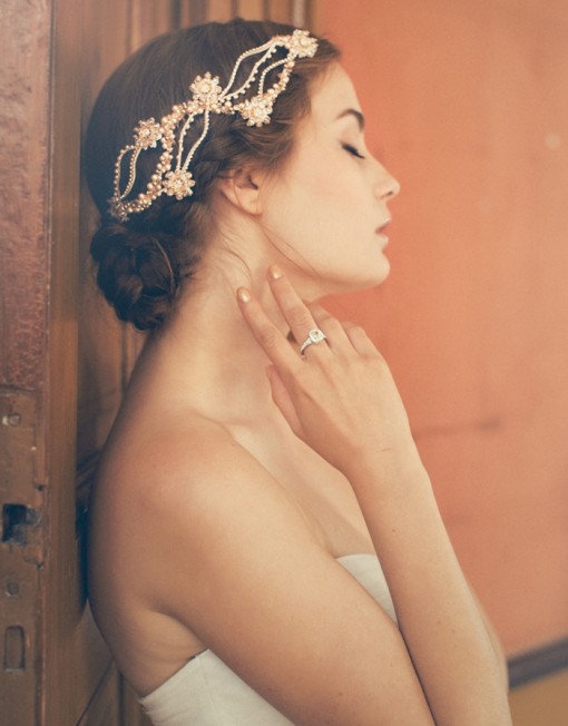 Bride updo hairstyle with headband
