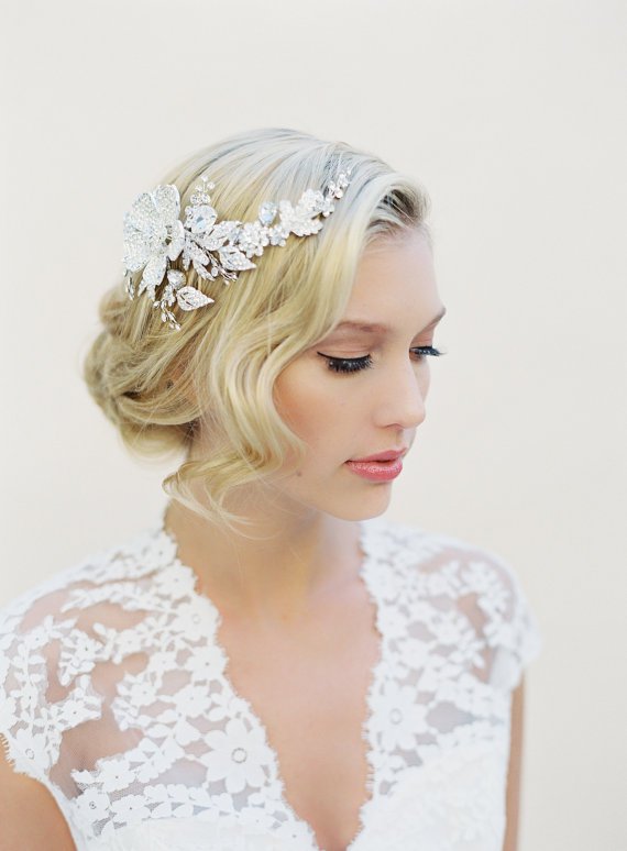 Bride updo hairstyle with hair pieces