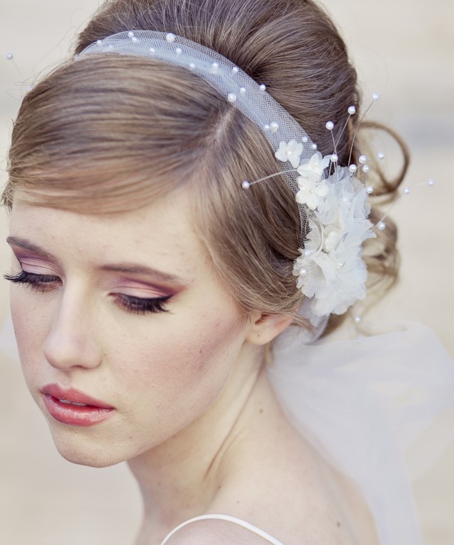 Wedding updo hairstyle with headband