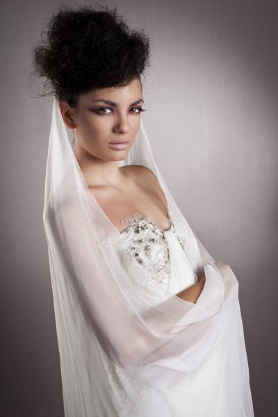 Bridal hairstyle with veil