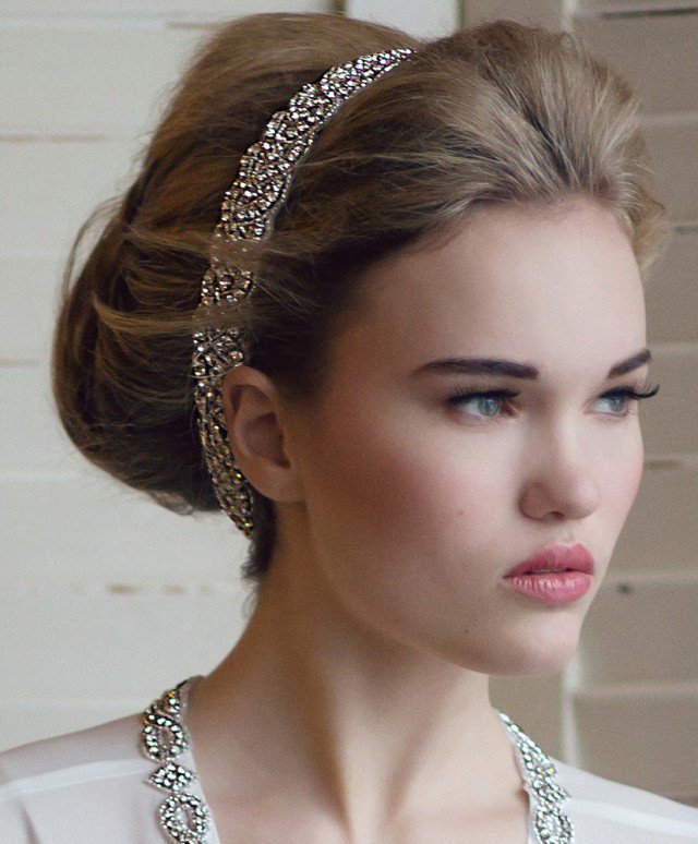 Bride updo hairstyle with headband