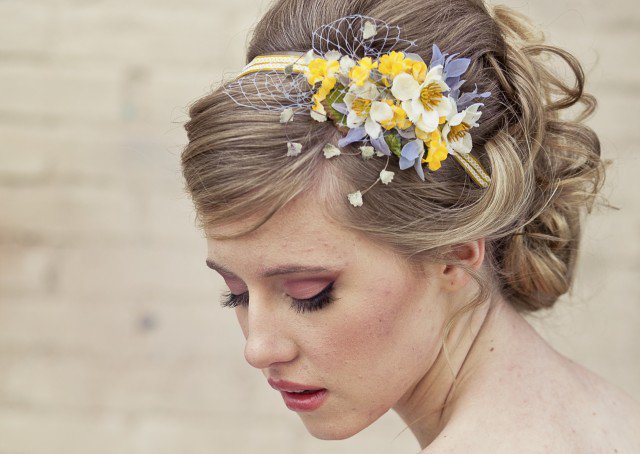 Messy updo with flowers