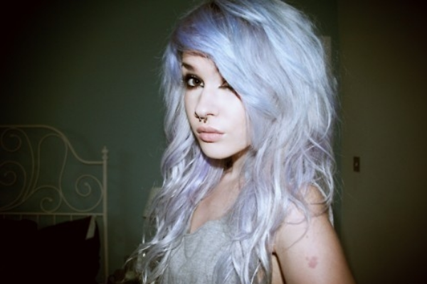 Pastel blue wavy hair