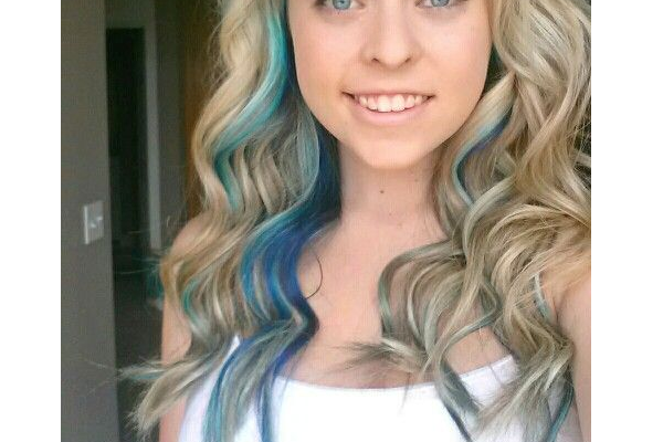 Medium blue and blonde hair