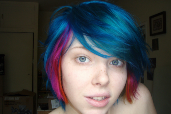 Blue and pink short hair