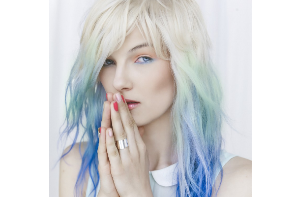 Blonde and blue ombre hair