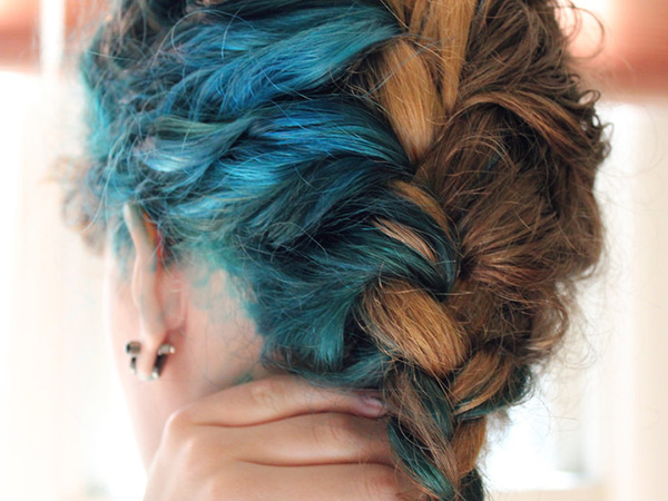 Braid hairstyle for two-tone hair