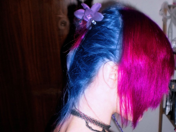 Blue and pink hair