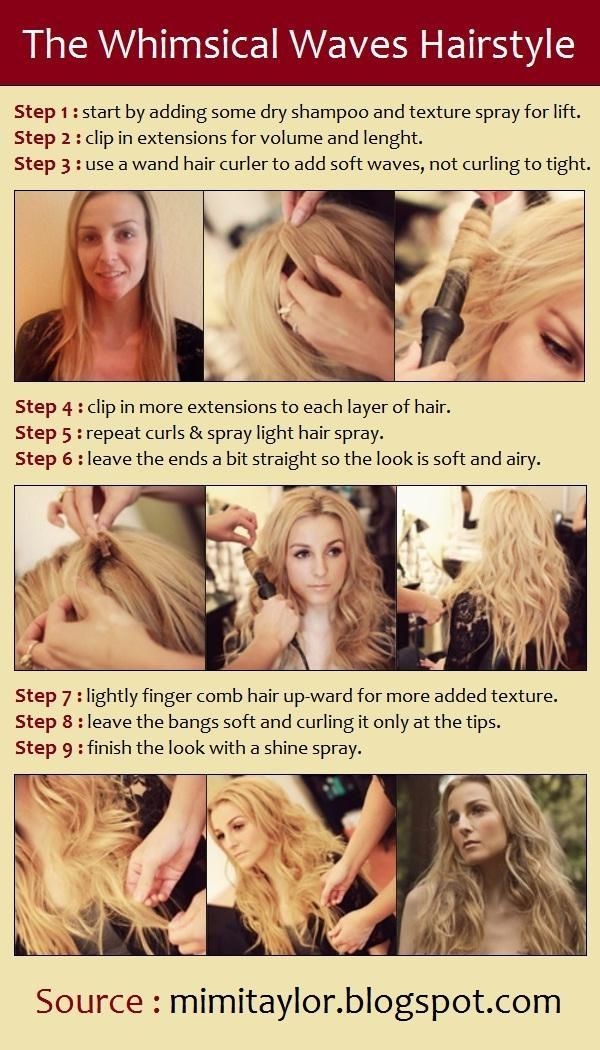 Trendy tutorial for long wavy hairstyles