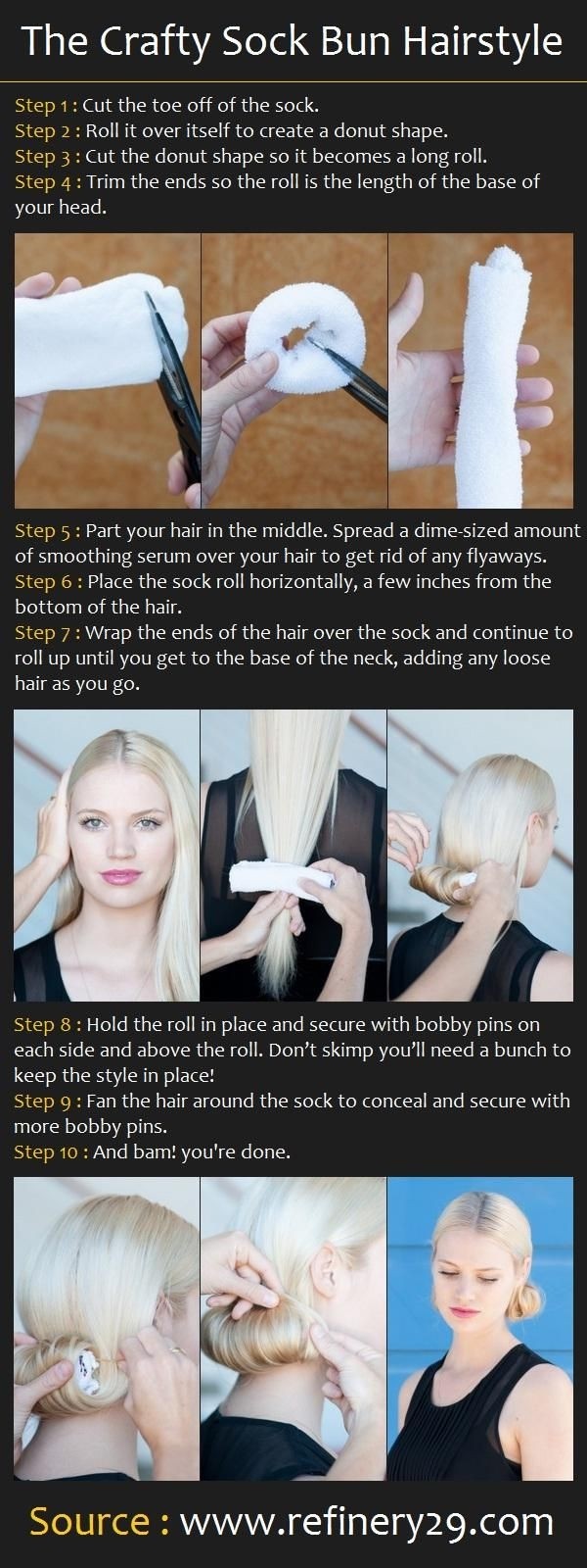 Socks bun hairstyle tutorial