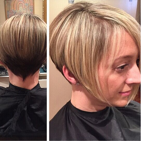 Short bob hairstyle with highlights