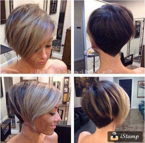 Short hairstyle with blonde highlights