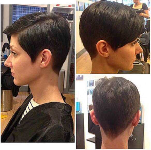 Short pixie haircut