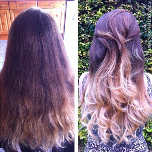 Simple wavy long hairstyle for ombre hair