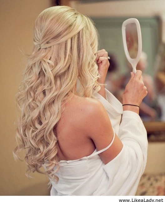 Elegant half up half down hairstyle for the wedding