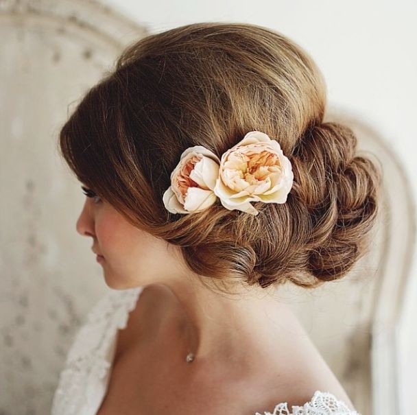 Pretty side updo for bridal hairstyles